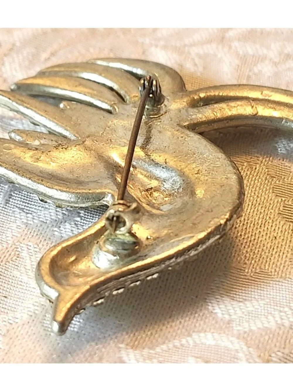 Vintage Large Art deco Style Pot Metal Rhinestone Bird Of Paradise Brooch - Picture 4 of 8